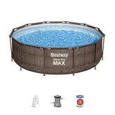 Bestway Above Ground Pool Round D366x100cm Brown With Cartridge Pump ,
